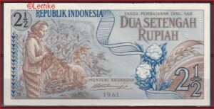 2 1/2 Rupiah 1961 P 79 UNC