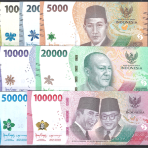 1.000 t/m 100.000 Rupiah 2022 P W162-W168 UNC