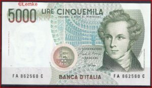 5000 lire  P111-a  1985  UNC