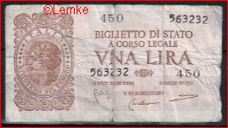 1 lire  P29-b  1944  Fr