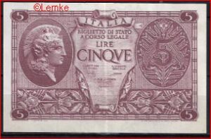 5 lire  P31-c  1944  aUNC