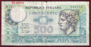 500 lire  P94-a  1974  Fr