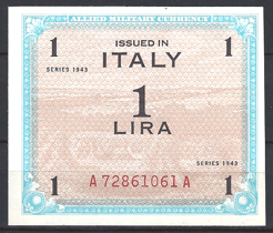 1 lira  P M10-a  1943  UNC