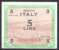 5 Lire  P M12-a  1943  Pr