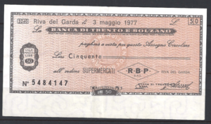 50 lira  P emergency money  1976/1977  Pr