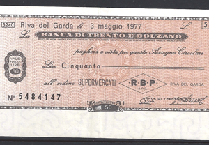 50 lira  P emergency money  1976/1977  Pr