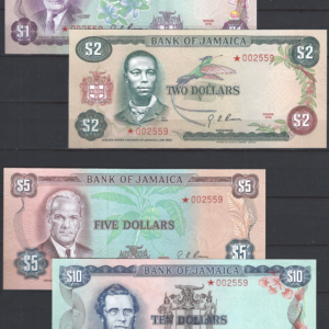 1, 2, 5 en 10 Dollars 1976 Set CS 1 UNC