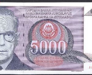 5000 dinara  P111  1991  UNC