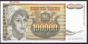 100.000 dinara P118 1993 UNC
