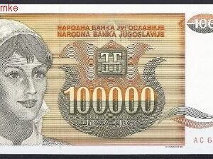 100.000 dinara  P118  1993  UNC