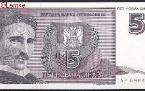 5 Novih dinara  P148  1994  UNC