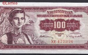 100 dinara  P69  1955 UNC