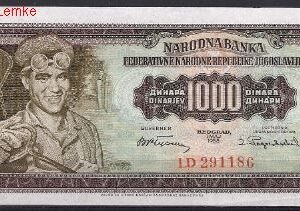 1000 dinara  P71-a  1955  UNC