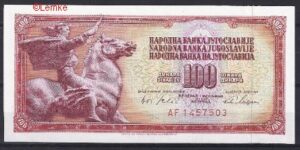 100 dinara 1965