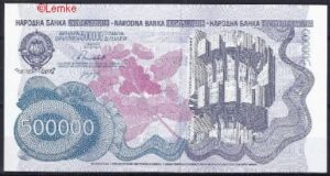 500.000 dinara P98 1989 UNC