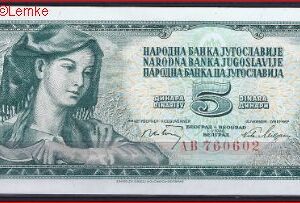 5 dinara  P81-a  1968  UNC
