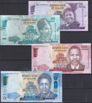 Set 20, 50, 100 en 200 Kwacha 2016. P 63-65A  UNC