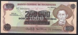 200.000 cordobas 1990  P 162  UNC