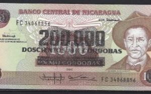 200.000 cordobas 1990  P 162  UNC