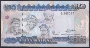 50  Naira 1991-99  P 27-b  UNC