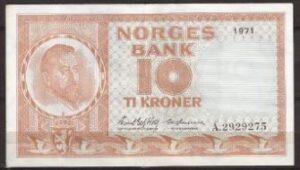 10 kroner  P31-F  1971  ZFr+
