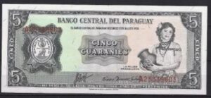 5 guaranies 1963  P 195-b  UNC