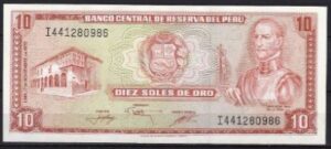 10 Soles de Oro Nov. 1975 P 106(2) UNC