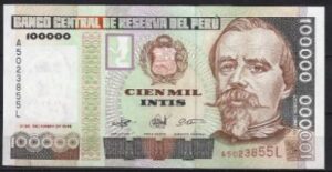 100.000 intis Dec. 1989  P 145  UNC