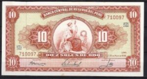 10 soles de oro 1966 P 84-a2 UNC