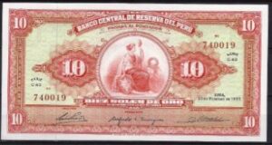 10 soles de oro 1965 P 88 UNC