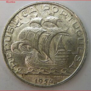 10 Escudos 1954 KM 586 PR/XF Zilver