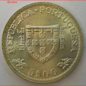 5 Escudos 1960  KM 587  UNC  Zilver