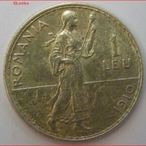 1 Leu 1910 KM 42 UNC- Zilver