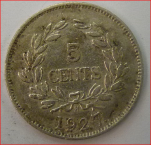 5 Cents 1927  KM 14  PR/XF-