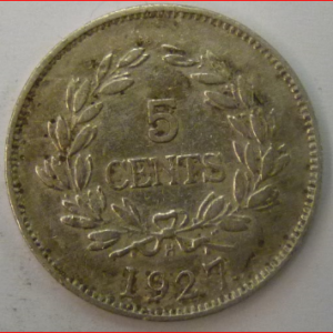 5 Cents 1927 KM 14 PR/XF-