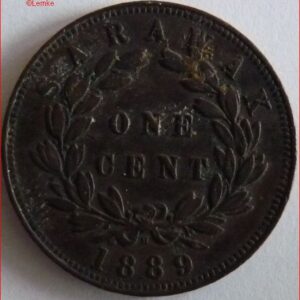 One Cent 1889H KM 6 PR/XF+