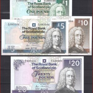 serie 1, 5, 10, 20 pound  P346 - 349  1987  UNC