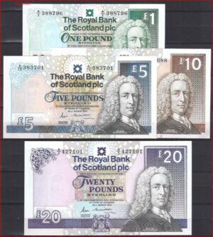 serie 1, 5, 10, 20 pound  P346 - 349  1987  UNC