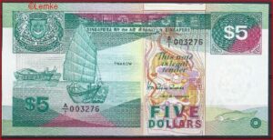 5 dollars  P19  1989  UNC