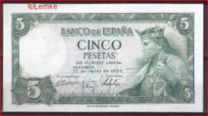 5 pesetas  P146-a  1954  aUNC