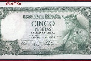 5 pesetas  P146-a  1954  aUNC