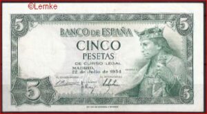 5 pesetas  P146-a  1954  Pr