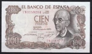 100 pesetas  P152-a  1970   UNC
