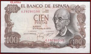 100 pesetas  P152-a  1970  Pr+