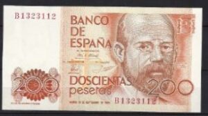 200 pesetas  P156  1980  UNC