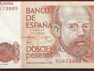 200 pesetas  P156  1980(84)  UNC-