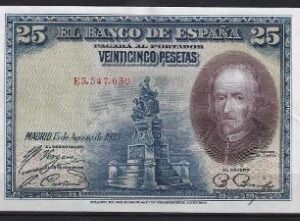 25 pesetas  P74-B  1928  aUNC