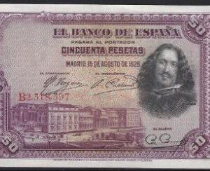 50 pesetas  P75-B  1928 aUNC