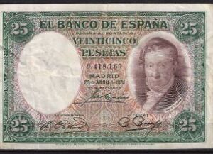 25 pesetas  P81  1931  UNC