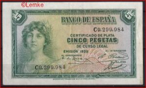 5 pesetas  P85-a  1935  ZFr+